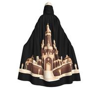 YYHWHJDE Luxurious Chocolate Palace Pattern Halloween Adult Hooded Cape Cloak No Zipper, Comfortable For Costume Parties