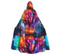 YYHWHJDE Magic Tree Cottage Pattern Halloween Adult Hooded Cape Cloak For Role-Playing, Stage Costumes, Parties Easy Care