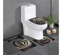 YYHWHJDE Magical Design Norse Runes Compass Printed Three Piece Set of Bathroom Floor mats, Bathroom Shower mats, Anti Slip Quick Drying