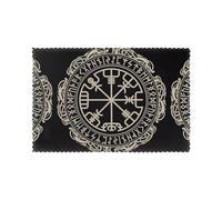YYHWHJDE Magical Design Norse Runes Compass Prints Quality Table Throw Layers for Dining, Heat Resistant Placemats Set of 6, Durable Polyester Table Covers with Printed Designs
