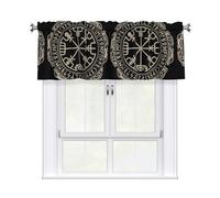 YYHWHJDE Magical Design Norse Runes Compass Prints Tier Curtains 54x18 Inch - 100% Polyester Peach Skin Window Layers for Lasting Performance