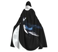 YYHWHJDE Magpie on the moon Picture Halloween Adult Hooded Cloak for Role-Playing, Costumes, and Theme Parties
