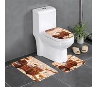 YYHWHJDE mahjong Pattern Anti slip floor mat three piece set bathroom carpet anti slip durable