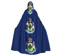 YYHWHJDE Maine State Flag Prints Adult Hooded Cloak is a super large, comfortable, and durable Halloween hooded poncho