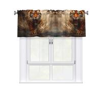 YYHWHJDE Majestic Tiger Prints Kitchen Tier Curtains 54x18 - Peach Skin Window Layers for Soft Light & Easy Style