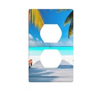 YYHWHJDE Maldives Holidays Picture Double Socket Wall Panel Decorative is Durable and Suitable for Socket Light Switch Accessories 4.5x2.76in