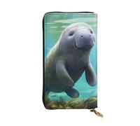 YYHWHJDE Manatee Animals Calf Printing Quality Leather Long Clutch Wallet Designed for Fashion Girls and Women Stylish 7.48 x 4.13 in