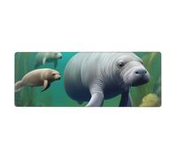 YYHWHJDE Manatee Animals Pattern Extra Large Mouse Pad Strong Adhesion, Durable, Precise Locking Edge 12x31.5in