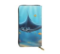 YYHWHJDE Manta Ray and Fish Printing Quality Leather Long Clutch Wallet Designed for Fashion Girls and Women Stylish 7.48 x 4.13 in