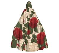 YYHWHJDE Many red roses Picture Halloween Adult Hooded Cloak for Role-Playing, Costumes, and Theme Parties