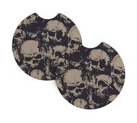 YYHWHJDE Many Skulls Get Together Prints Car Cup Coasters 2-Pack - Premium Neoprene Drink Throws, Protect Cup Holders & Enhance Your Drive - Waterproof, Non-Slip Grip