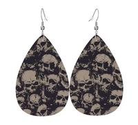 YYHWHJDE Many Skulls Get Together Prints Drip Leather Earrings - Chic Faux Leather Drops for Holiday & Everyday Glam