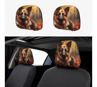 YYHWHJDE maple german shepherd dog Printed Car Headrest Cover 2 Pcs Interior Accessories Decoration Fit Cars Vans Trucks Universal Seat Accessories