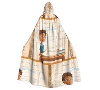 YYHWHJDE Math Lesson Word Pattern Halloween Adult Hooded Cloak for various party and carnival settings