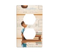 YYHWHJDE Math Lesson Word Picture Double Socket Wall Panel Electrical Socket Cover Plate is Shatter Resistant and Durable 4.5x2.76in