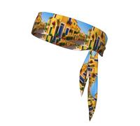 YYHWHJDE Mediterranean Street with Houses Pattern Sports headscarf, sweat absorbing and breathable, motion headband, double-sided kerchief