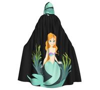 YYHWHJDE Mermaid On Seaweed Prints Halloween Adult Hooded Cape Men'S And Women'S Clothing Mantle Role-Playing