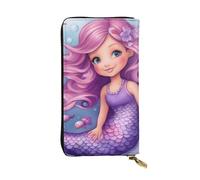 YYHWHJDE Mermaid Pink Purple Picture Quality Leather Long Clutch Wallet Designed for Fashion Girls and Women Stylish 7.48 x 4.13 in