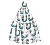 YYHWHJDE Mermaid Tail Pattern Halloween Adult Hooded Cloak for Party Costume Cosplay Stage Masquerade Theme Dance Comic Con