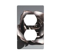 YYHWHJDE Metal Rose Pattern Double Socket Wall Panel Decorative is Durable and Suitable for Socket Light Switch Accessories 4.5x2.76in