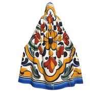 YYHWHJDE Mexican Ceramic Tile Prints Adult Hooded Cloak is a super large, comfortable, and durable Halloween hooded poncho