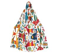 YYHWHJDE Mexican Otomi Animals Printing Halloween Adult Hooded Cloak for Parties and Costume Events