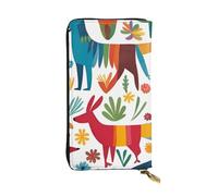YYHWHJDE Mexican Otomi Animals Printing Quality Leather Long Clutch Wallet Designed for Fashion Girls and Women Stylish 7.48 x 4.13 in