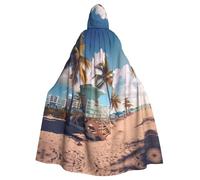 YYHWHJDE Miami Beach, Florida Pattern Halloween Adult Hooded Cloak for various party and carnival settings