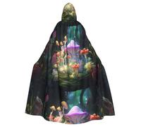 YYHWHJDE Microscopic Mushroom Pattern Halloween Adult Hooded Cape Cloak For Role-Playing, Stage Costumes, Parties Easy Care