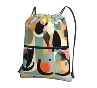 YYHWHJDE Mid-Century Modern Art Cat Prints Drawstring Backpack Waterproof Gym Bag - Lightweight Foldable Sport Cover with Zipper Pocket for Travel Hiking
