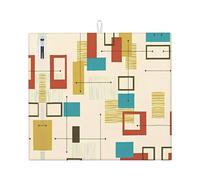 YYHWHJDE Mid Century Modern Prints Kitchen Drying Mat - Absorbent Dish Throw for Countertop, Non-Slip Layer with Vibrant Prints, Ideal for Housewarming