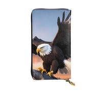 YYHWHJDE Mighty Bald Eagle Printing Quality Leather Long Clutch Wallet Designed for Fashion Girls and Women Stylish 7.48 x 4.13 in