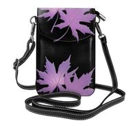 YYHWHJDE Misty Purple Maple Leaves Prints Small Leather Women'S Crossbody Flip Phone Bag, Waterproof And Durable