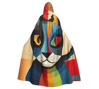 YYHWHJDE Modern Art Cat Pattern Halloween Adult Hooded Cloak for various party and carnival settings