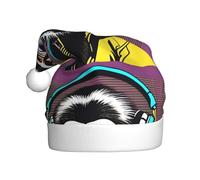 YYHWHJDE Monkey listening to music Pattern Christmas Hat for Adult quality festive accessory crafted soft, lightweight