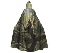 YYHWHJDE Monkey sitting on a tree Picture Halloween Adult Hooded Cloak for Role-Playing, Costumes, and Theme Parties