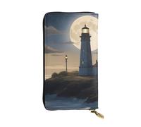 YYHWHJDE Moonlight Lighthouse Picture Leather long clutch wallet Designed for fashion girls and women stylish and personalized 7.48 x 4.13 in, Black, One Size