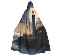 YYHWHJDE Moonlight Lighthouse Prints Halloween Adult Hooded Cloak for Parties and Costumes