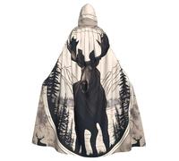 YYHWHJDE Moose Bear Deer Printing Halloween Adult Hooded Cloak for Parties and Costume Events