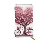 YYHWHJDE Mother's Day Valentine's Day Romantic Heart Tree and Bike Picture Quality Leather Long Clutch Wallet Designed for Fashion Girls and Women Stylish 7.48 x 4.13 in