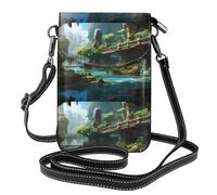 YYHWHJDE Mountain Stone Bridge Prints Small Leather Women'S Crossbody Flip Phone Bag, Waterproof And Durable