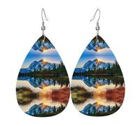 YYHWHJDE Mountain Sunrise Prints Water Drop Leather Earrings - Stylish Dangle Throw for Parties, Vibrant Color Layering, Non-Fading Finish