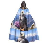 YYHWHJDE Mountain Top Falcon Prints Halloween Adult Hooded Cape Men'S And Women'S Clothing Mantle Role-Playing