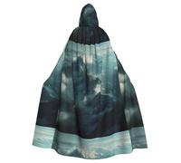 YYHWHJDE Mountains In The Clouds Pattern Halloween Adult Hooded Cape Cloak - Super Large Hooded Cloak No Zipper
