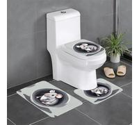 YYHWHJDE Mouse in The Hole Printed Three Piece Set of Bathroom Floor mats, Bathroom Shower mats, Anti Slip Quick Drying