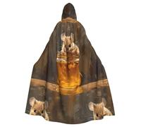YYHWHJDE Mouse on the honey jar Picture Adult Halloween hooded jacket cloak long party cloak suitable for men and women