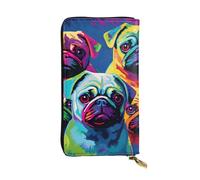 YYHWHJDE Multiple Dogs Pop Art Pugs Printing Quality Leather Long Clutch Wallet Designed for Fashion Girls and Women Stylish 7.48 x 4.13 in