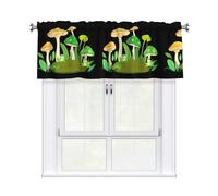 YYHWHJDE Mushrooms and Frogs Prints Tier Curtains 54x18 Inch - 100% Polyester Peach Skin Window Layers for Lasting Performance