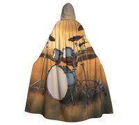 YYHWHJDE Music Drum in Field Picture Halloween Adult Hooded Cloak for Role-Playing, Costumes, and Theme Parties