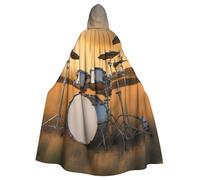 YYHWHJDE Music Drum in Field Prints Halloween Adult Hooded Cloak for Parties and Costumes